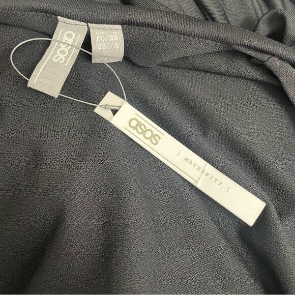 NWT ASOS Maternity Black Cape Back Pleated Long Maxi Dress Women’s Size 4 NEW - Picture 15 of 16